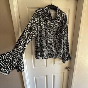 Chic Black and White Polka Dot Blouse